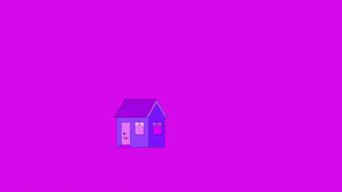 a pink house on a purple background