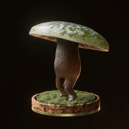 there is a mushroom sculpture on display