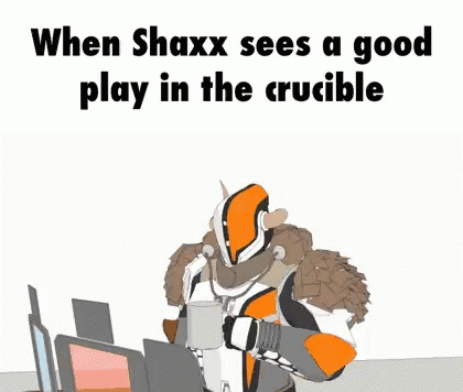 a picture of a computer and a robot with the caption when shax sees a good play in the crouble
