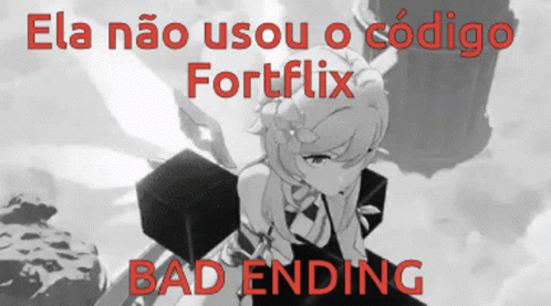 an anime character with the caption, in spanish, saying, ela nao usu o zodiac fortifix bad ending