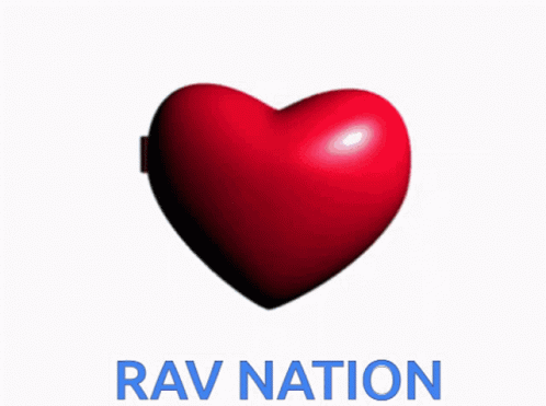 a blue heart is sitting in front of the words rave nation