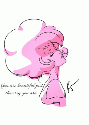 cartoon style girl and quotes with pink hair
