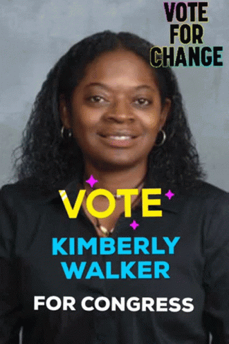 a blue face that is saying vote kimberly walker for congress