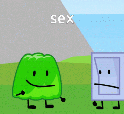 the words sex written in front of a cartoon green monster and a box