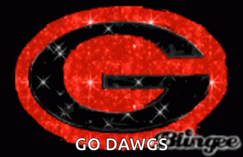 a blue g in a black background and the words go dawgs