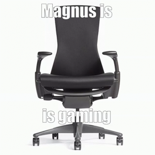 an office chair that is black with the words, magnuis is gaming in it