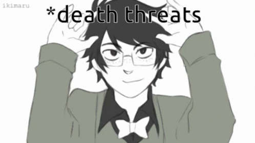 a boy in glasses holding his head up with the words death there
