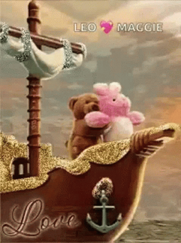 an anchor and stuffed bears are attached to a valentine card