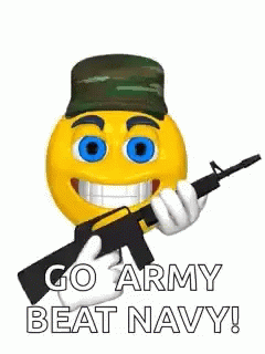 the text, go army beat navy is shown above an image of a smiley face with a