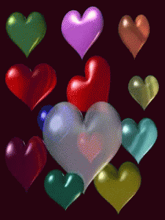 heart balloons fly in the sky, some shaped like an octo