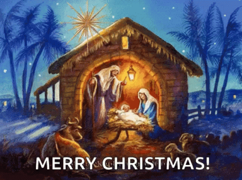 a nativity scene with the birth of jesus