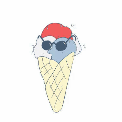 a cartoon of sunglasses on top of an ice cream cone