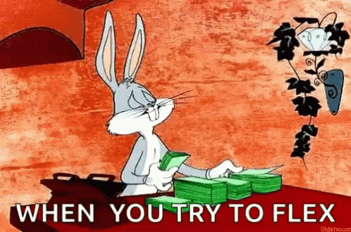 a cartoon bunny has put stacks of cash into an animated rabbit