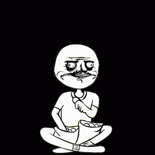 a man sitting on the ground in a cartoon