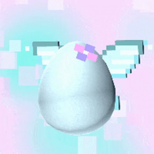 a white egg with pink squares in the center