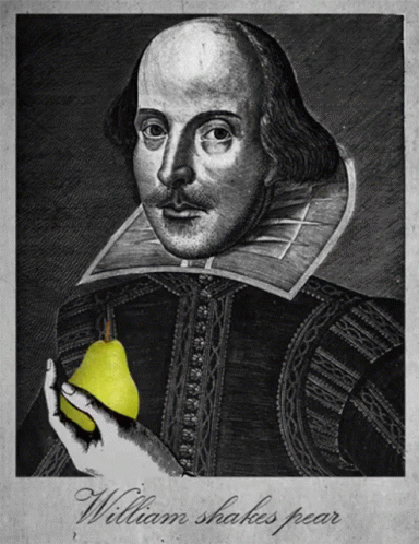 a man with an apple next to his hand