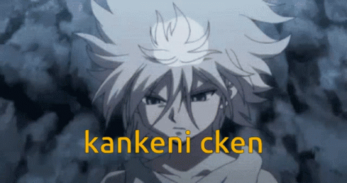 an anime image with the words kankeni chicken