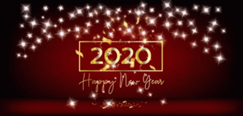 happy new year's card for 2020 with fireworks