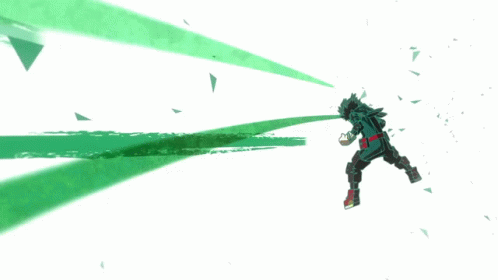 the animated man is flying past green arrows
