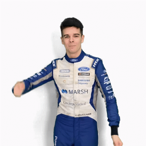 an image of a man dressed in race car uniform