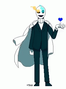 a character with an evil face, in a costume holding a heart