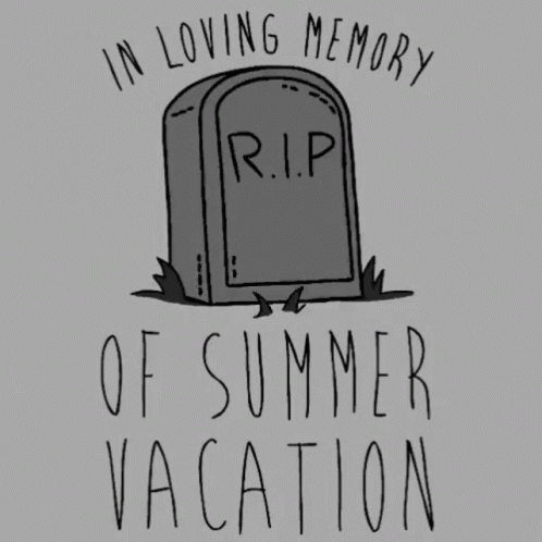 the grave with the word in loving memory of summer vacation written over it
