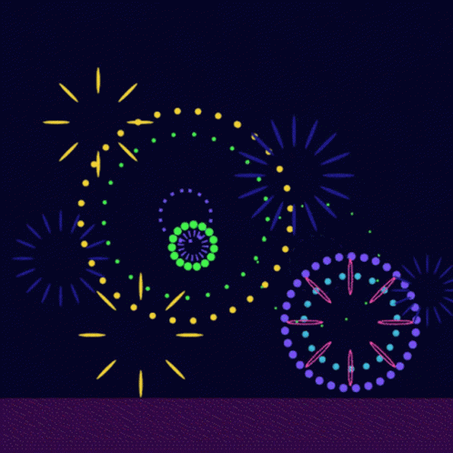 several fireworks that can be seen on a black background