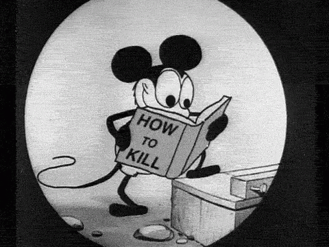 a cartoon image of mickey mouse reading how to 
