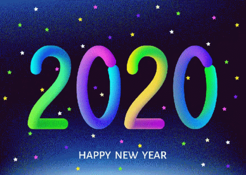 a happy new year text made out of colored neon lights