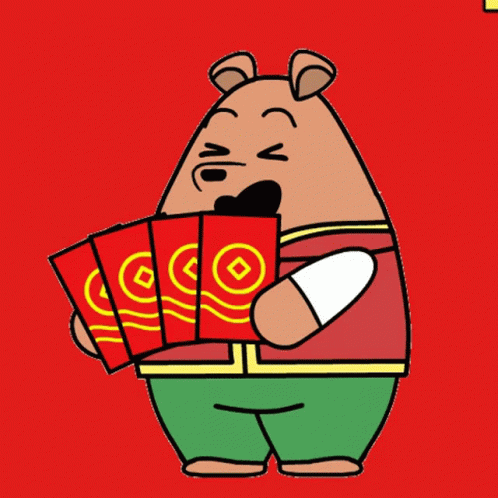 a cartoon bear holding up five packets of fluor