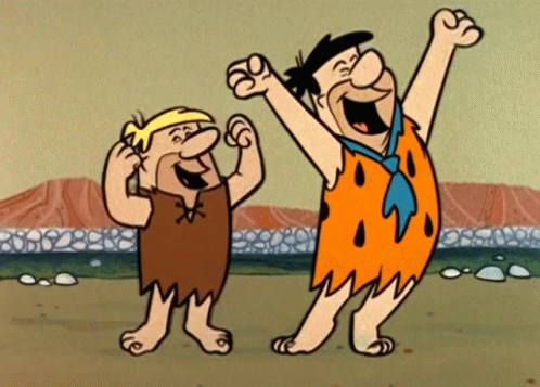 two cartoon characters are standing together on the screen