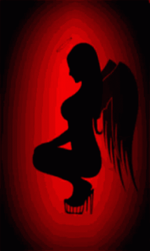 silhouette of woman with wings and boot up