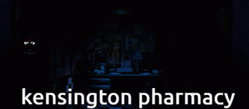 an image of kenisington pharmacy glowing on