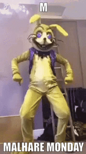 there is an image of a man that appears to be wearing a rabbit costume