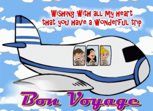 a greeting card with an airplane that has been designed to resemble bon voyage