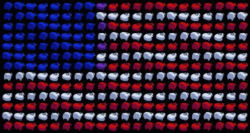 a large american flag made out of various types of teeth
