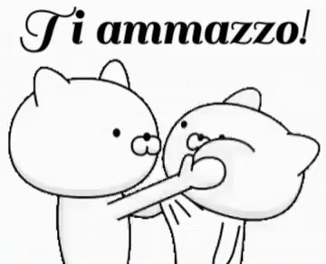 a black and white image of a cat holding an arm with the words'i ammazo '