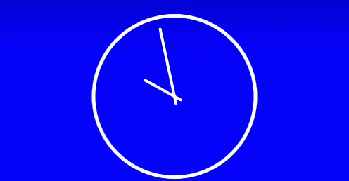a round clock with white lines is shown in a red background