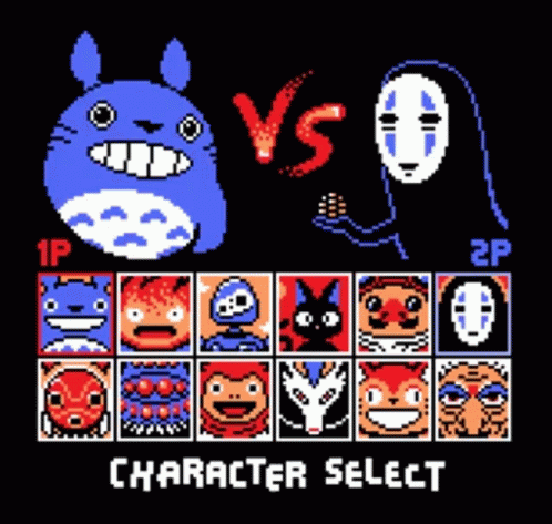 two pixelos showing characters and their names