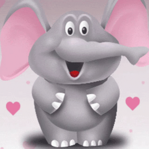 an elephant standing in a circle with hearts on it