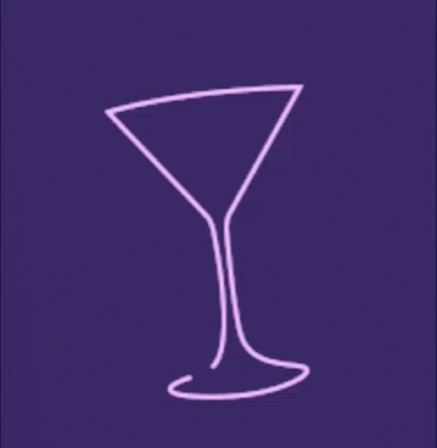 a purple drawing of a tall glass with the shape of a martini glass