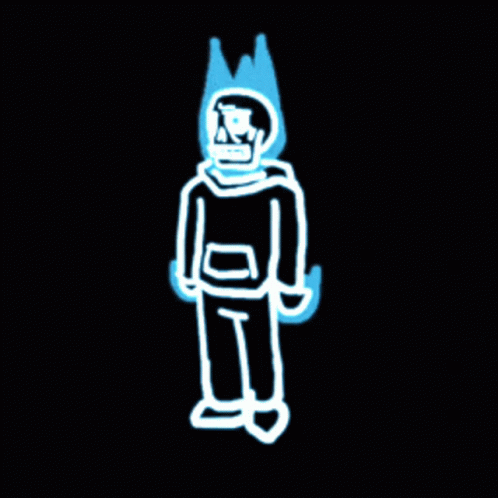 the silhouette of a person with a light up hat and coat