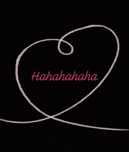 the word hahahanaa written in the shape of a heart with purple and white lettering on black