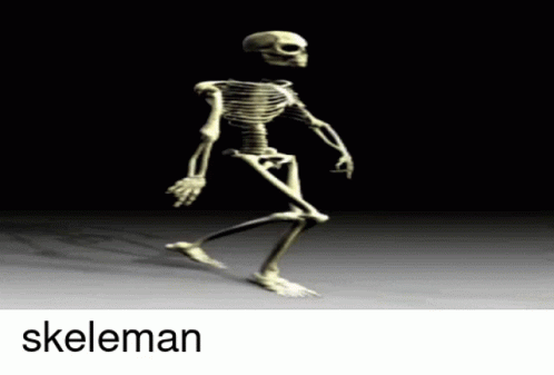 a human skeleton is walking in a dark space