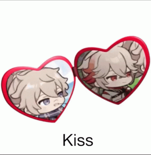 the two hearts are made to look like kiss