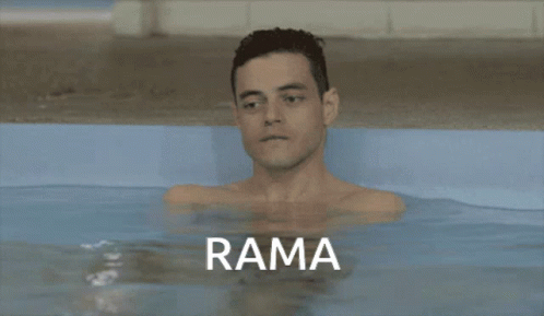 a man in a pool with words that read rama