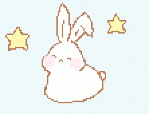 a pixellated image of a rabbit and stars