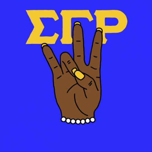 the letter e p with the hand up to make a peace sign