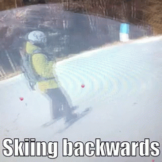 this image is from a ski video showing a person with their back turned on