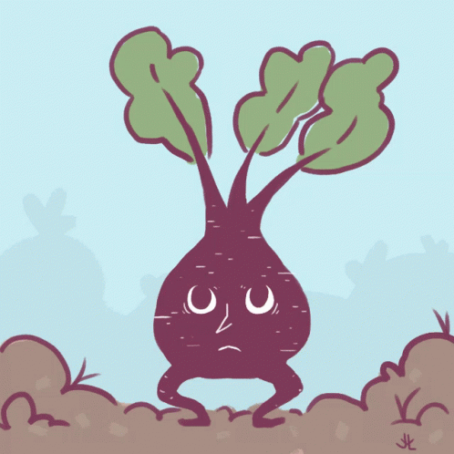a cartoon image of a radishes looking sad